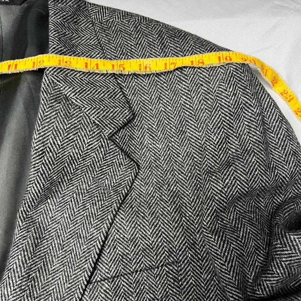 John Alexander Gray‎ Herringbone Blazer Wool Blend Sport Coat Jacket Mens 42L